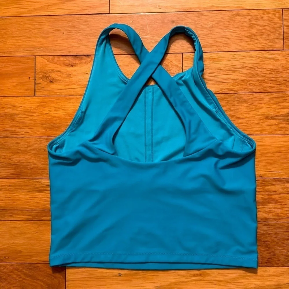 Athleta G!rls | Turquoise Cropped Tank Top | Built in Bra | size XXL (16)